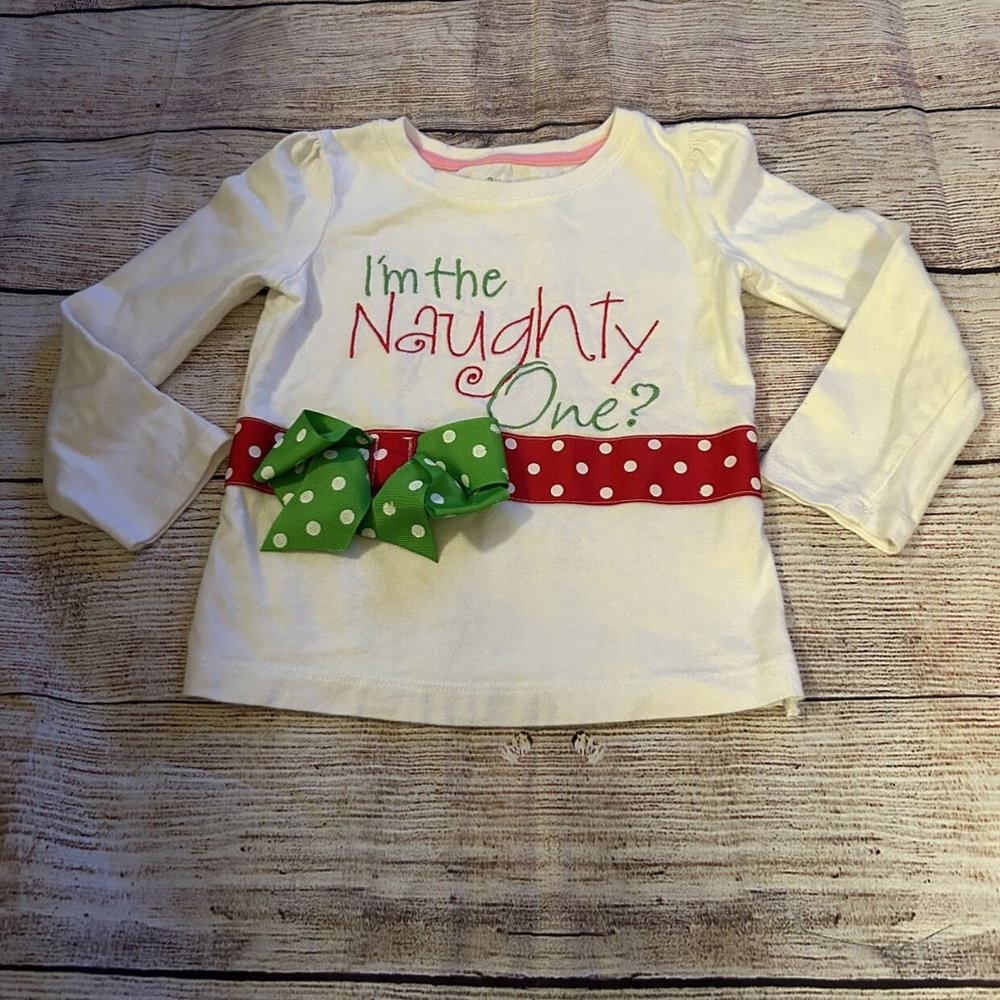 I'm The Naughty One Long Sleeve Festive Top - Girls 3T